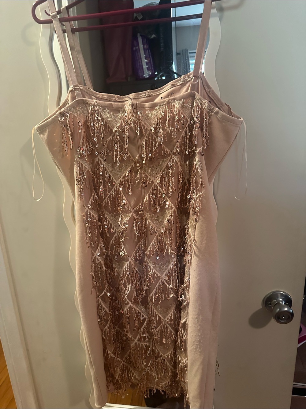 Fashion to Figure Blush Beaded Sequin Mini Dress